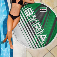 Modern Syria Flag Beach Blanket with Green and Black Diagonal Stripe Design