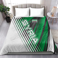 Modern Syria Flag Bedding Set with Green and Black Diagonal Stripe Design