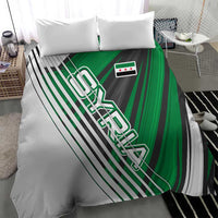 Modern Syria Flag Bedding Set with Green and Black Diagonal Stripe Design