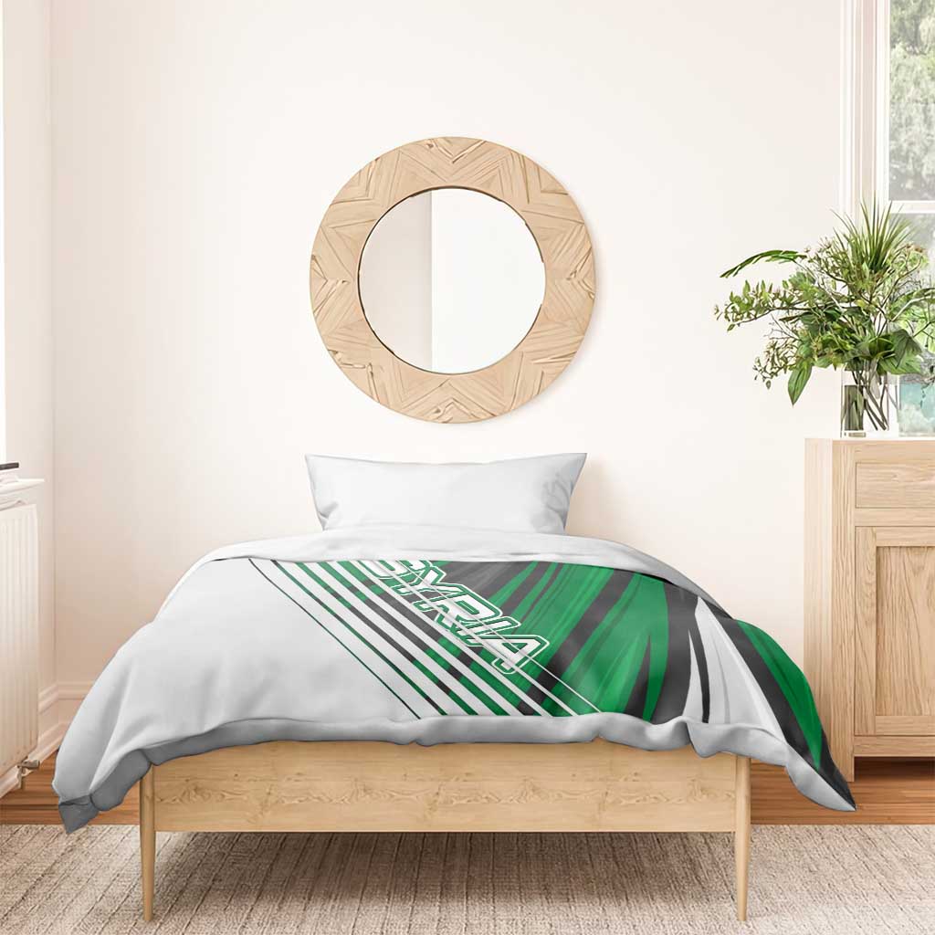 Modern Syria Flag Bedding Set with Green and Black Diagonal Stripe Design