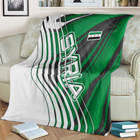 Modern Syria Flag Blanket with Green and Black Diagonal Stripe Design
