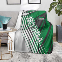 Modern Syria Flag Blanket with Green and Black Diagonal Stripe Design