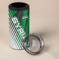 Modern Syria Flag 4 in 1 Can Cooler Tumbler with Green and Black Diagonal Stripe Design