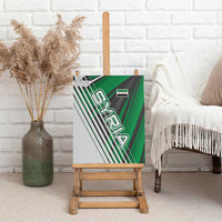 Modern Syria Flag Canvas Wall Art with Green and Black Diagonal Stripe Design