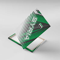 Modern Syria Flag Canvas Wall Art with Green and Black Diagonal Stripe Design