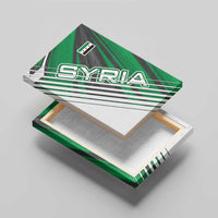 Modern Syria Flag Canvas Wall Art with Green and Black Diagonal Stripe Design