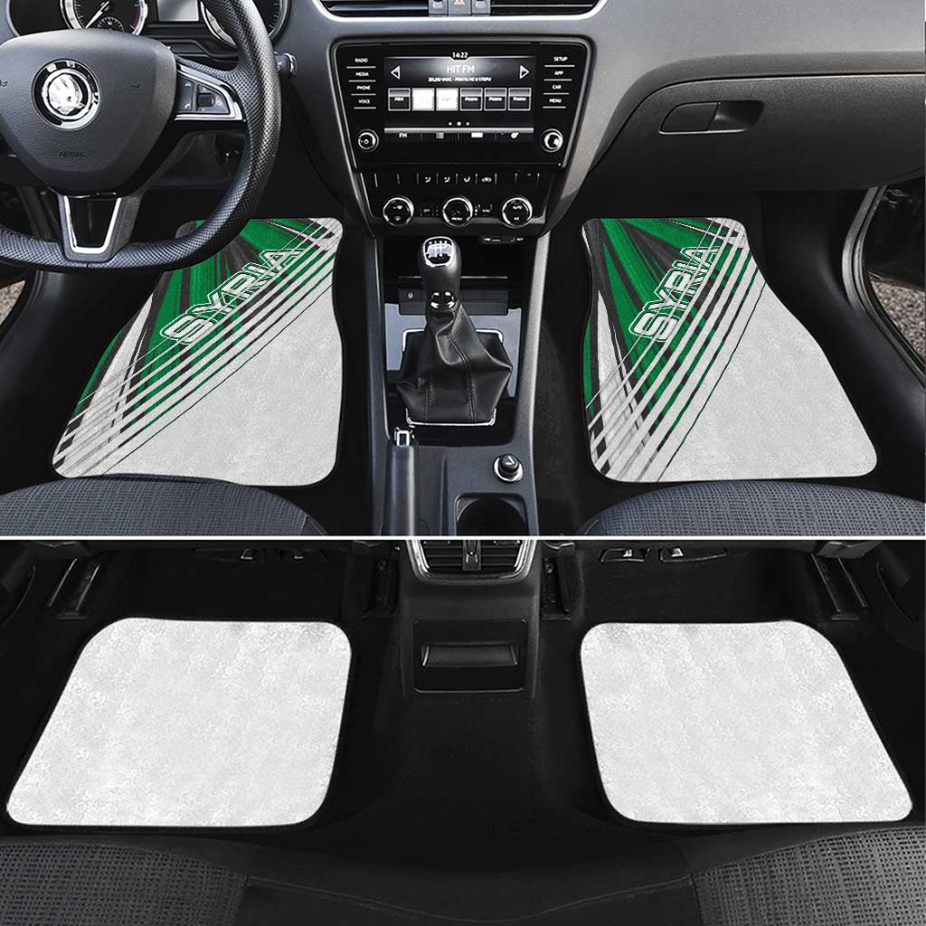 Modern Syria Flag Car Mats with Green and Black Diagonal Stripe Design
