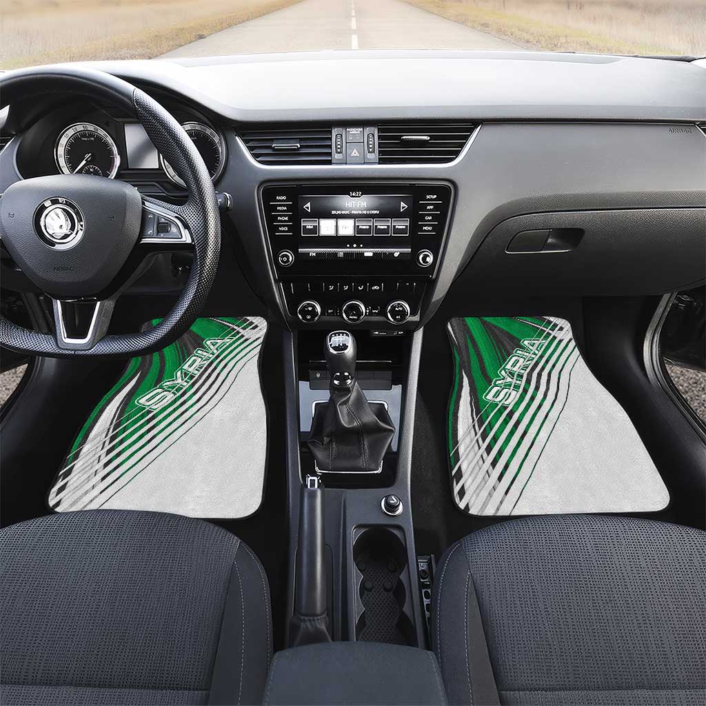 Modern Syria Flag Car Mats with Green and Black Diagonal Stripe Design
