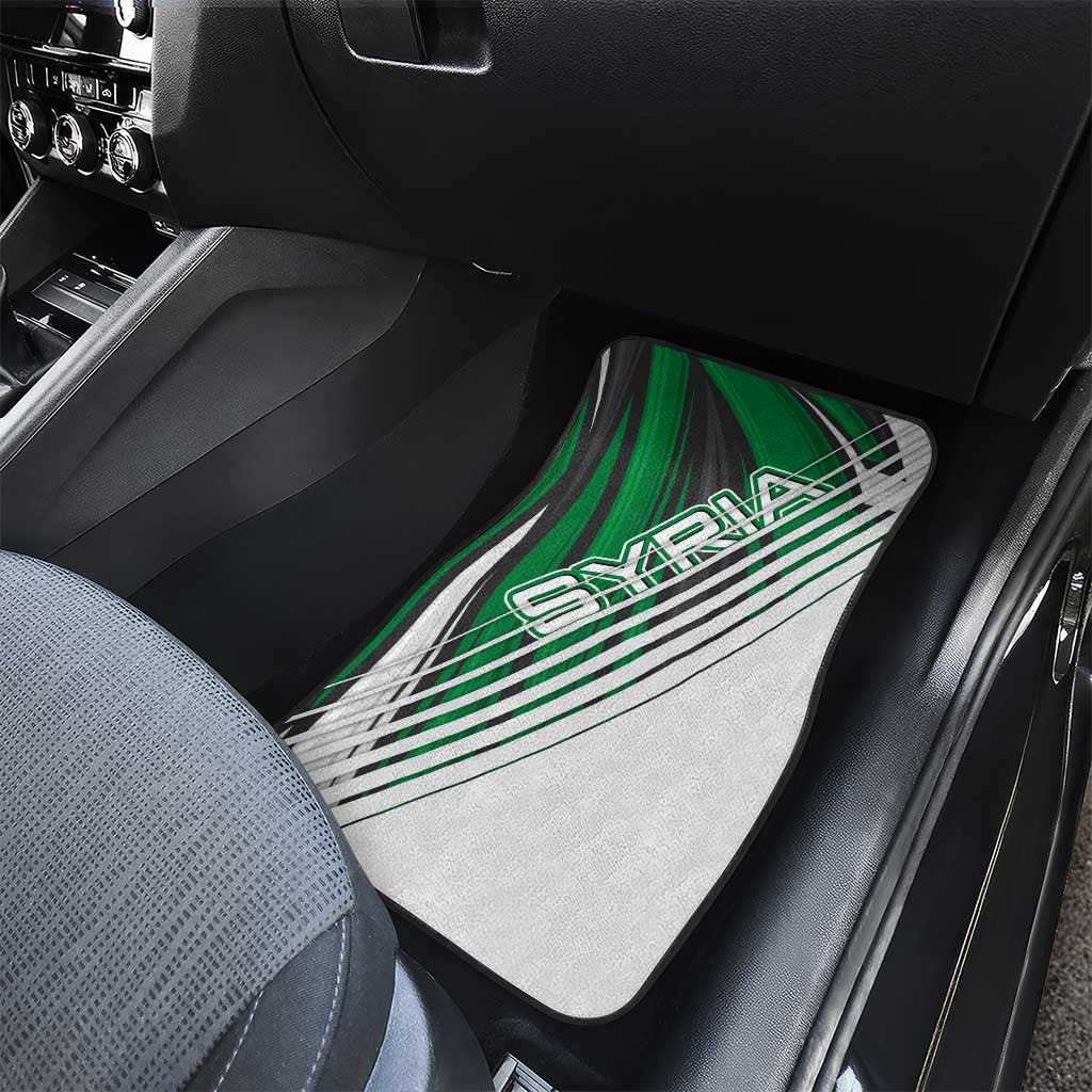 Modern Syria Flag Car Mats with Green and Black Diagonal Stripe Design