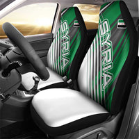 Modern Syria Flag Car Seat Cover with Green and Black Diagonal Stripe Design
