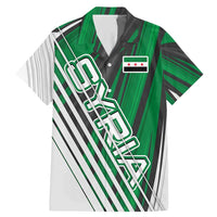 Modern Syria Flag Family Matching Mermaid Dress and Hawaiian Shirt with Green and Black Diagonal Stripe Design