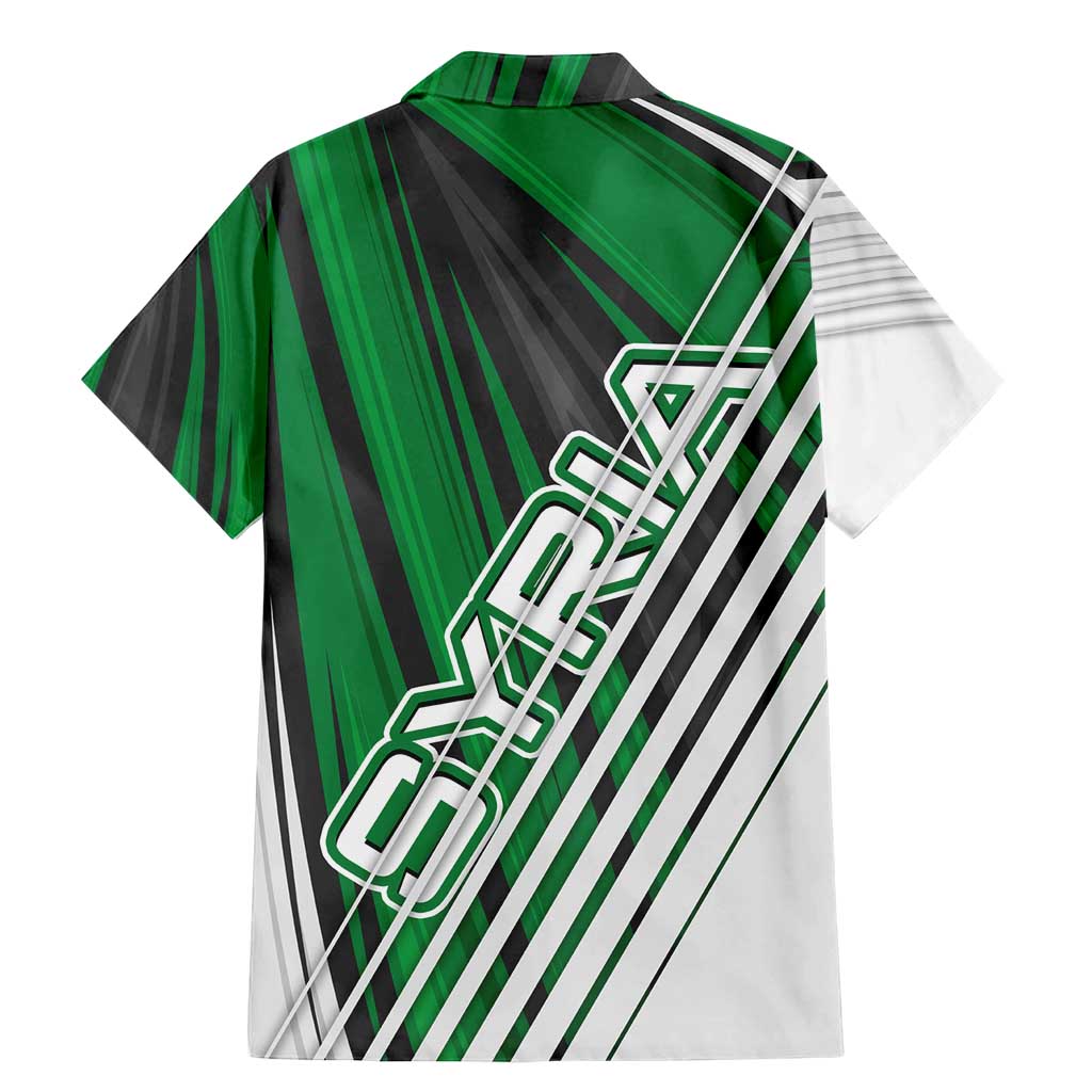 Modern Syria Flag Family Matching Mermaid Dress and Hawaiian Shirt with Green and Black Diagonal Stripe Design