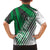 Modern Syria Flag Family Matching Off The Shoulder Long Sleeve Dress and Hawaiian Shirt with Green and Black Diagonal Stripe Design