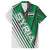 Modern Syria Flag Family Matching Short Sleeve Bodycon Dress and Hawaiian Shirt with Green and Black Diagonal Stripe Design