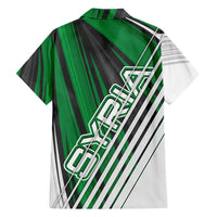 Modern Syria Flag Family Matching Summer Maxi Dress and Hawaiian Shirt with Green and Black Diagonal Stripe Design