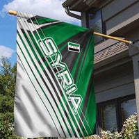 Modern Syria Flag Garden Flag with Green and Black Diagonal Stripe Design