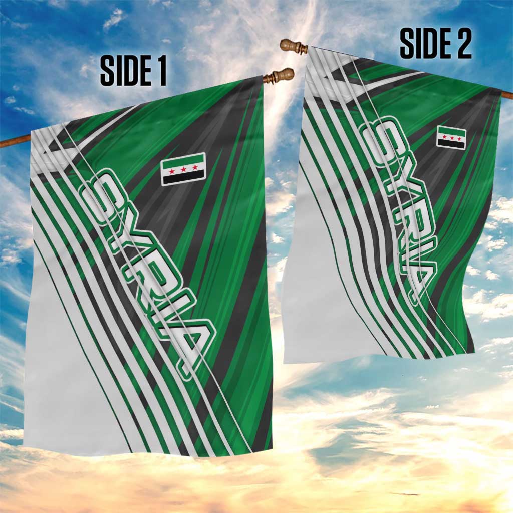 Modern Syria Flag Garden Flag with Green and Black Diagonal Stripe Design