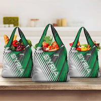 Modern Syria Flag Grocery Bag with Green and Black Diagonal Stripe Design