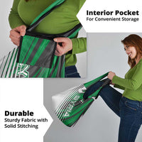 Modern Syria Flag Grocery Bag with Green and Black Diagonal Stripe Design