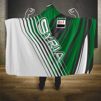 Modern Syria Flag Hooded Blanket with Green and Black Diagonal Stripe Design