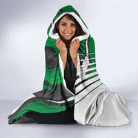 Modern Syria Flag Hooded Blanket with Green and Black Diagonal Stripe Design