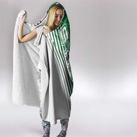 Modern Syria Flag Hooded Blanket with Green and Black Diagonal Stripe Design