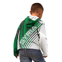 Modern Syria Flag Kid Hoodie with Green and Black Diagonal Stripe Design