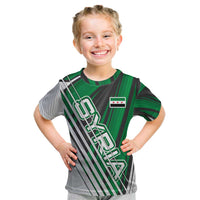 Modern Syria Flag Kid T Shirt with Green and Black Diagonal Stripe Design
