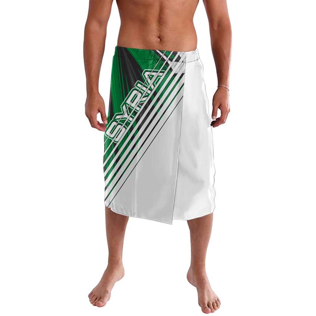 Modern Syria Flag Lavalava with Green and Black Diagonal Stripe Design
