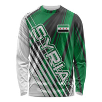 Modern Syria Flag Long Sleeve Shirt with Green and Black Diagonal Stripe Design
