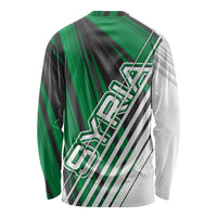 Modern Syria Flag Long Sleeve Shirt with Green and Black Diagonal Stripe Design