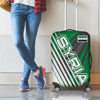 Modern Syria Flag Luggage Cover with Green and Black Diagonal Stripe Design