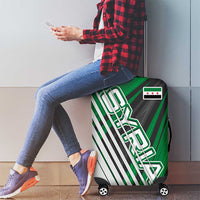 Modern Syria Flag Luggage Cover with Green and Black Diagonal Stripe Design