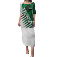 Modern Syria Flag Puletasi with Green and Black Diagonal Stripe Design