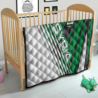 Modern Syria Flag Quilt with Green and Black Diagonal Stripe Design