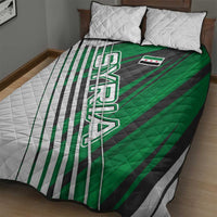 Modern Syria Flag Quilt Bed Set with Green and Black Diagonal Stripe Design