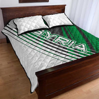 Modern Syria Flag Quilt Bed Set with Green and Black Diagonal Stripe Design