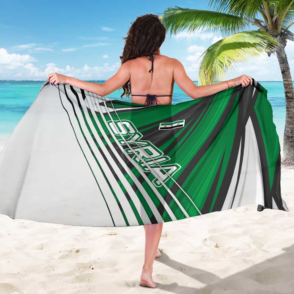 Modern Syria Flag Sarong with Green and Black Diagonal Stripe Design