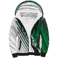 Modern Syria Flag Sherpa Hoodie with Green and Black Diagonal Stripe Design