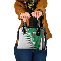 Modern Syria Flag Shoulder Handbag with Green and Black Diagonal Stripe Design