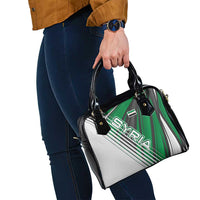 Modern Syria Flag Shoulder Handbag with Green and Black Diagonal Stripe Design