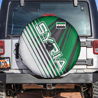 Modern Syria Flag Spare Tire Cover with Green and Black Diagonal Stripe Design