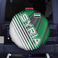 Modern Syria Flag Spare Tire Cover with Green and Black Diagonal Stripe Design