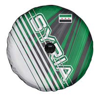 Modern Syria Flag Spare Tire Cover with Green and Black Diagonal Stripe Design