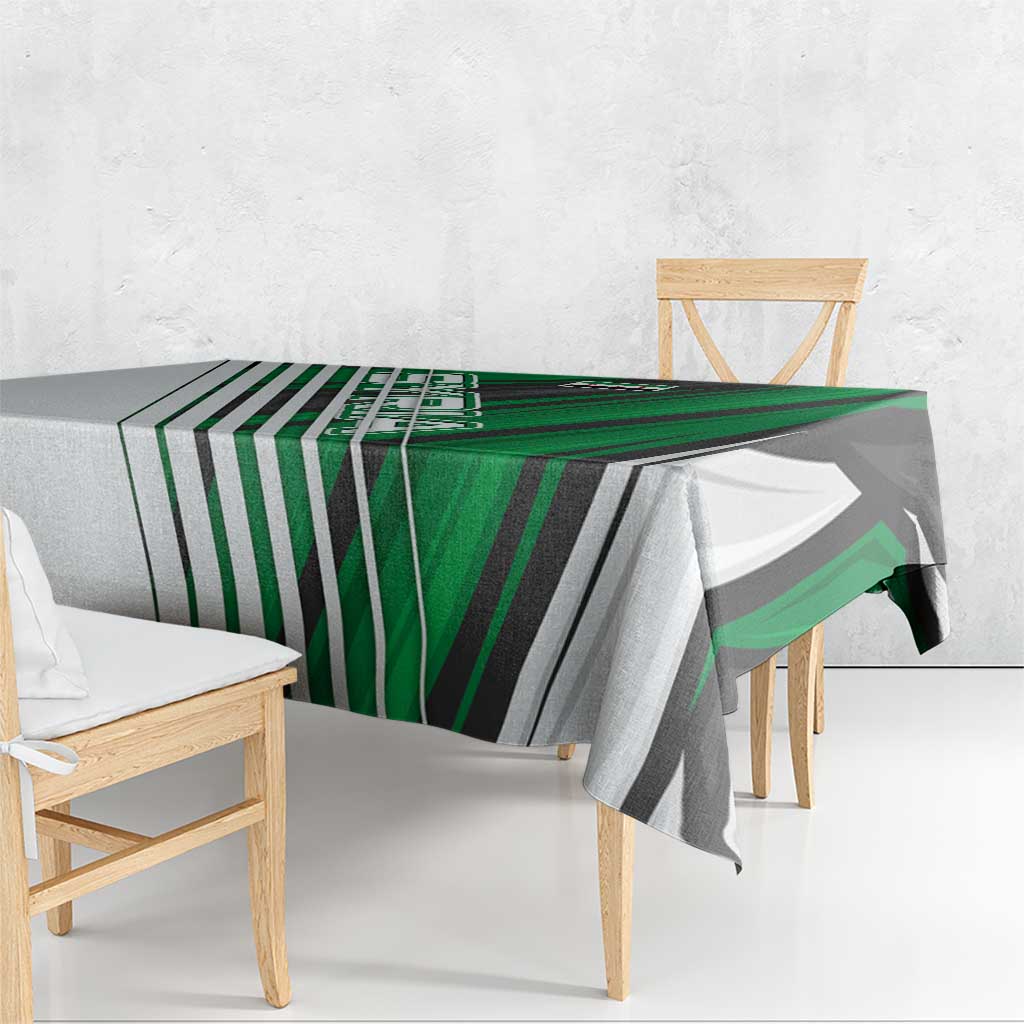 Modern Syria Flag Tablecloth with Green and Black Diagonal Stripe Design