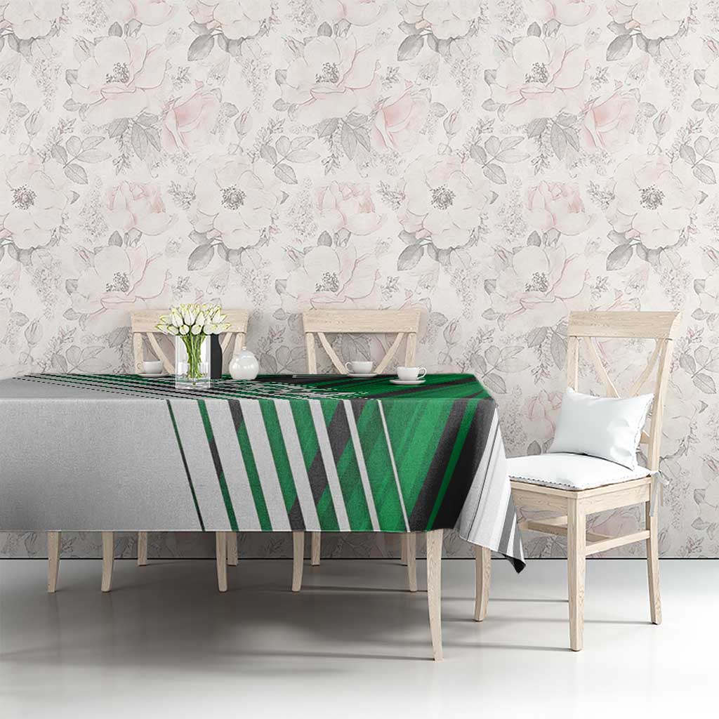 Modern Syria Flag Tablecloth with Green and Black Diagonal Stripe Design
