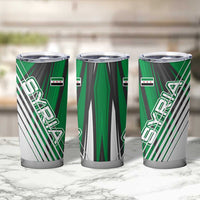 Modern Syria Flag Tumbler Cup with Green and Black Diagonal Stripe Design