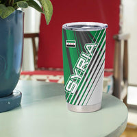 Modern Syria Flag Tumbler Cup with Green and Black Diagonal Stripe Design