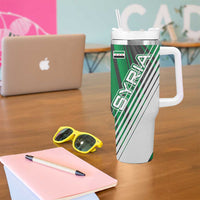 Modern Syria Flag Tumbler With Handle with Green and Black Diagonal Stripe Design