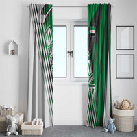 Modern Syria Flag Window Curtain with Green and Black Diagonal Stripe Design